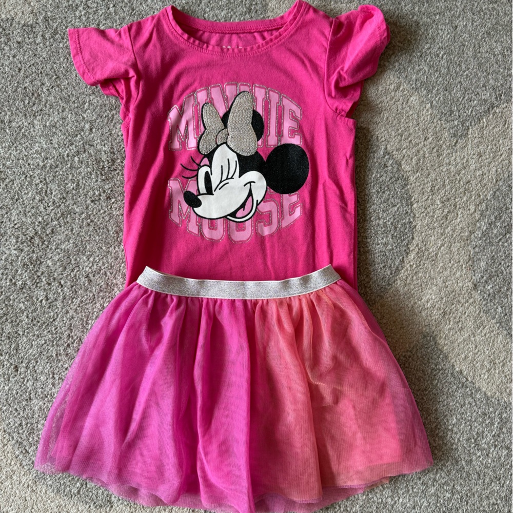 Pink Minnie Mouse Dress with Tulle Skirt